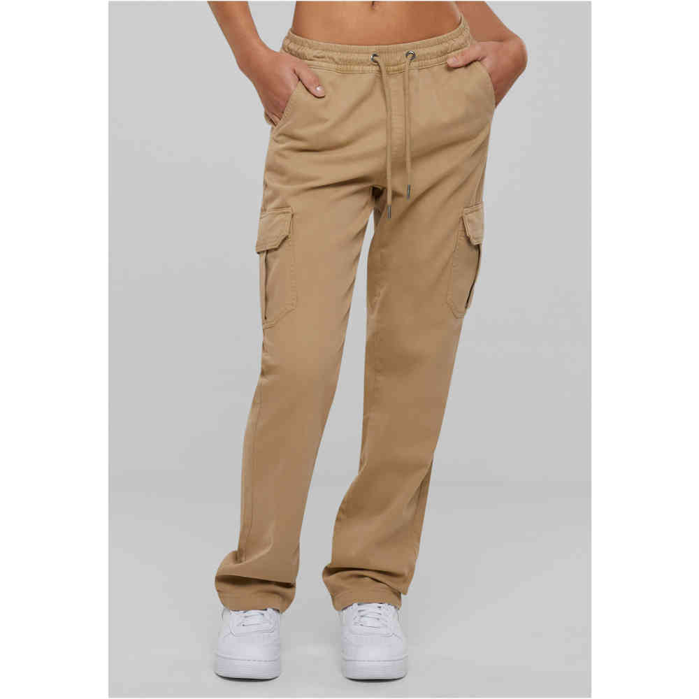 Urban Classics - High Waist Twill Cargobroek - Beige